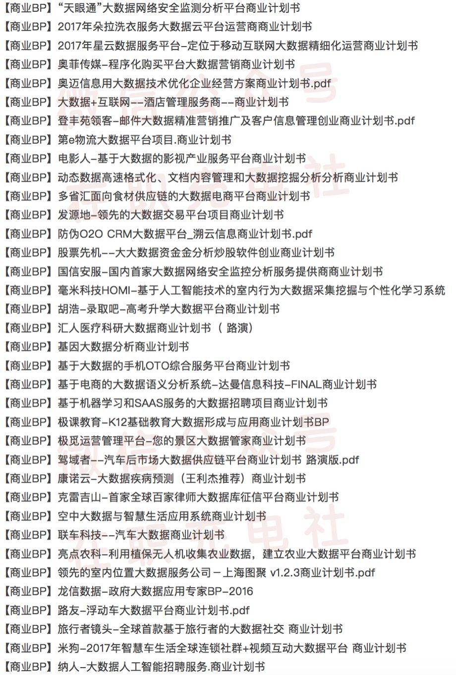 【下载】70份 大数据项目_商业计划书，限时免费领取！